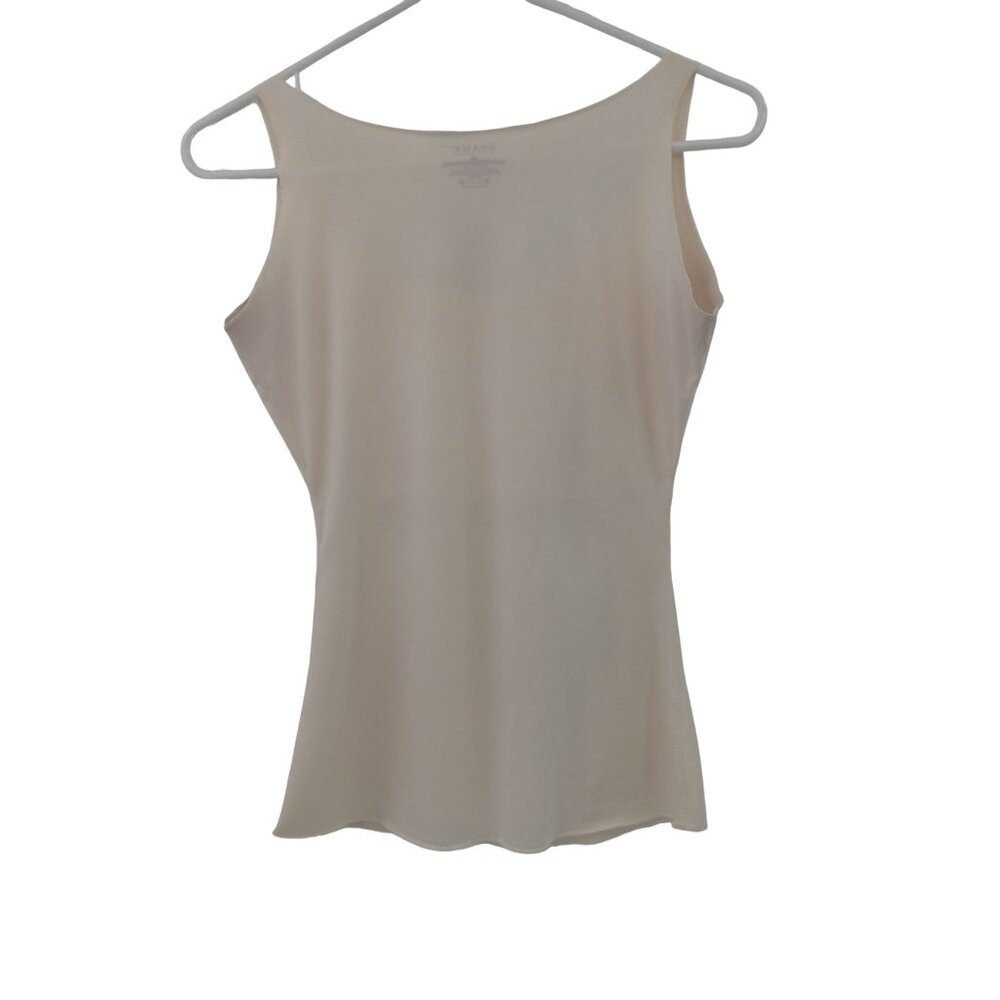 Spanx Beige Shapewear Tank Top Lace Inset M Sleeveless Scoop Neck Stretch - Picture 4 of 8